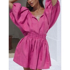 Commense Barbiecore Cotton Linen Two Piece Skirt‎ Set Size Large